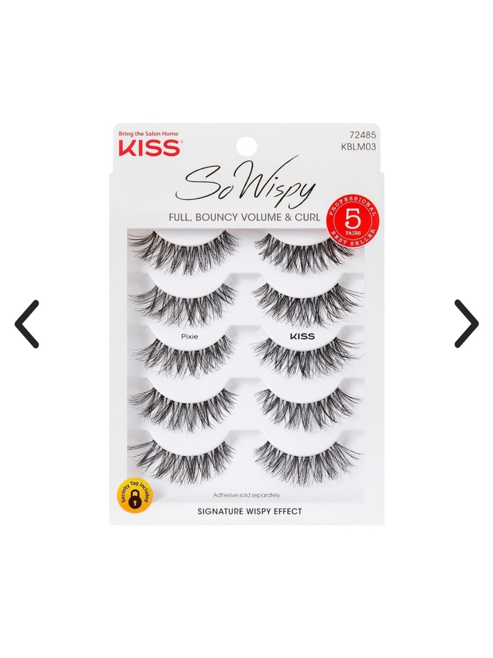 Kiss So Wispy False Eyelashes - Black (5 Pairs)